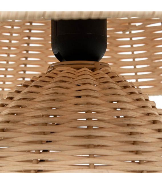 Lámpara de sobremesa de ratán natural trenzado, estilo colonial Mdmhogar5