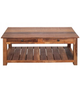 Mesa de centro colonial en madera maciza de mango con cajones Mdmhogar1