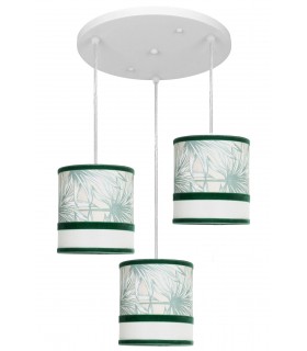 Lámpara de techo boho de 3 luces en blanco y verde elegante Mdmhogar