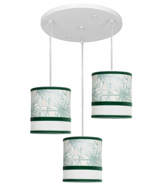 Lámpara de techo boho de 3 luces en blanco y verde elegante Mdmhogar