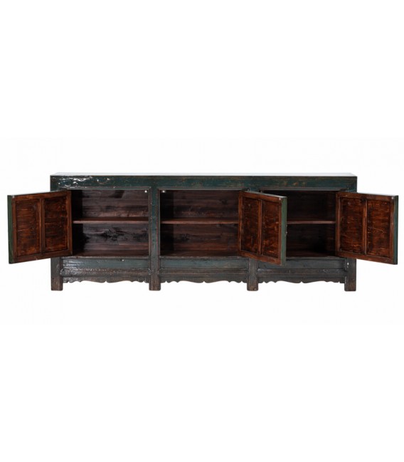 Aparador oriental antiguo decorado a mano con puertas ilustradas. Mdmhogar2