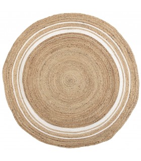 Alfombra redonda de yute y algodón trenzada a mano, natural. Mdmhogar