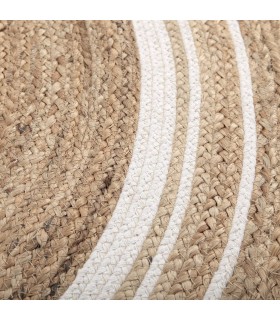 Alfombra redonda de yute y algodón trenzada a mano, natural. Mdmhogar1