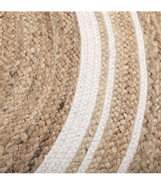 Alfombra redonda de yute y algodón trenzada a mano, natural. Mdmhogar1