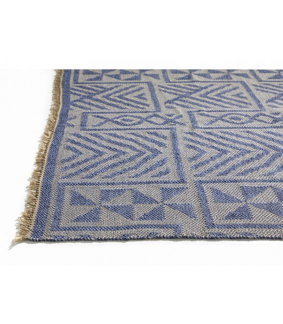 Alfombra grande colonial azul/beige apta para exterior e interior. Mdmhogar2