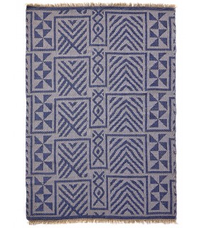 Alfombra grande colonial azul/beige apta para exterior e interior. Mdmhogar1