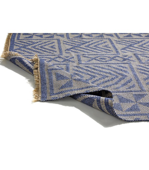 Alfombra grande colonial azul/beige apta para exterior e interior. Mdmhogar3