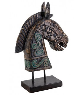 Figura decorativa colonial en madera de teca tallada a mano. Mdmhogar