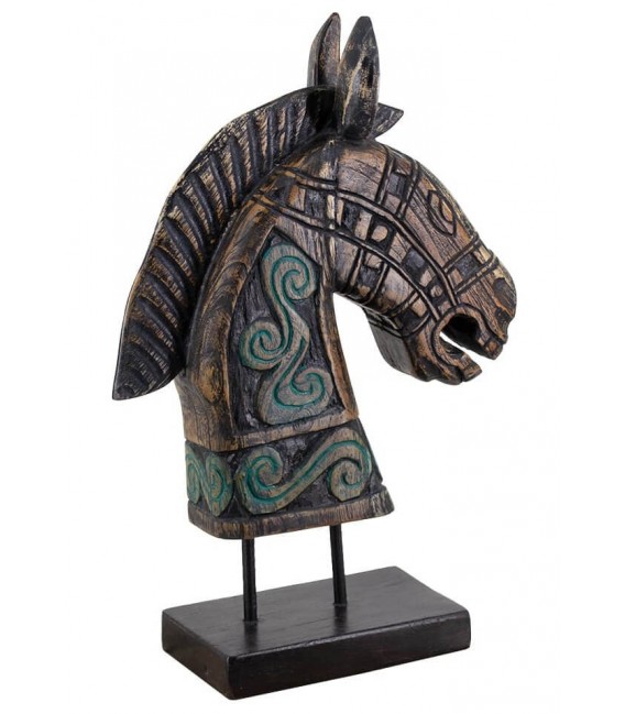 Figura decorativa colonial en madera de teca tallada a mano. Mdmhogar