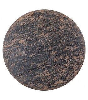 Mesa comedor redonda clásica de pino macizo decapado negro Mdmhogar1