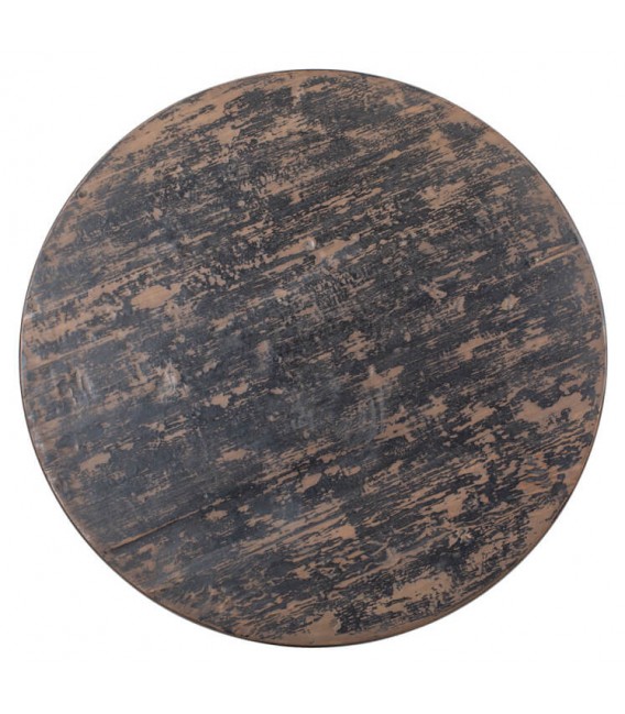 Mesa comedor redonda clásica de pino macizo decapado negro Mdmhogar1