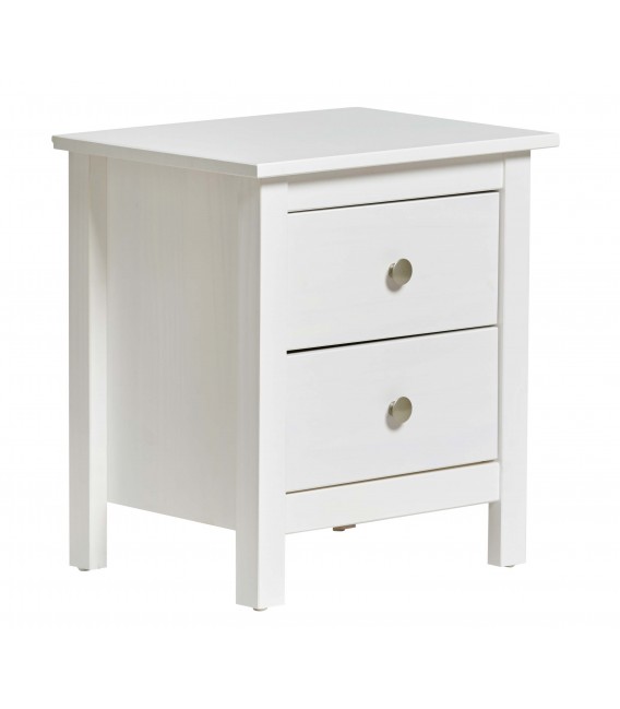 Mesita de noche blanca estilo nórdico con 2 cajones funcionales Mdmhogar