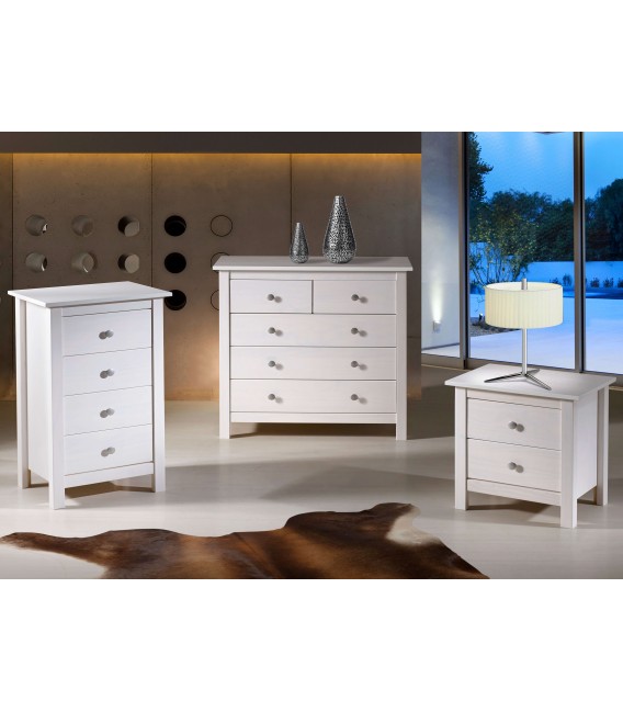 Mesita de noche blanca estilo nórdico con 2 cajones funcionales Mdmhogar5