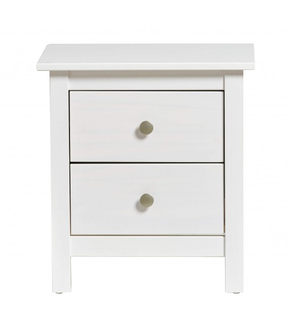 Mesita de noche blanca estilo nórdico con 2 cajones funcionales Mdmhogar2