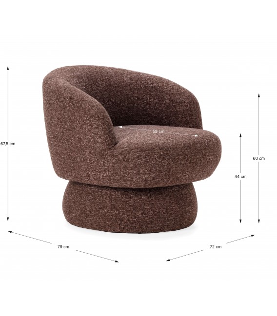 Butaca giratoria vintage en tela violeta y espuma de alta densidad. Mdmhogar5