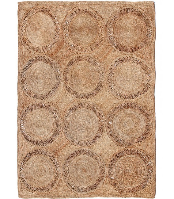Alfombra grande colonial tejida a mano en yute natural beige. Mdmhogar