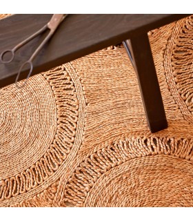 Alfombra grande colonial tejida a mano en yute natural beige. Mdmhogar