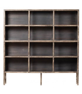 Estantería oriental grande en madera maciza de pino decapada a mano, Mdmhogar1