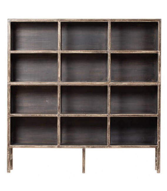 Estantería oriental grande en madera maciza de pino decapada a mano, Mdmhogar1