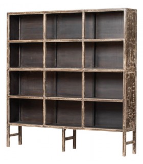 Estantería oriental grande en madera maciza de pino decapada a mano, Mdmhogar