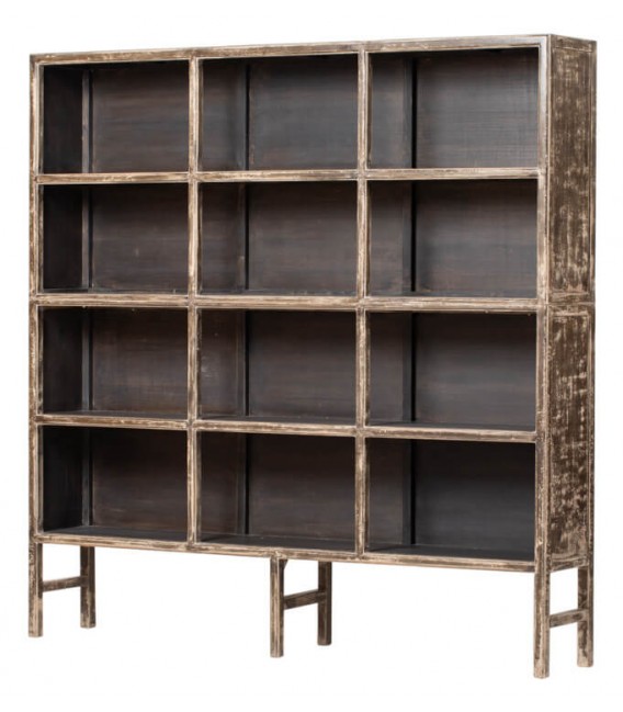 Estantería oriental grande en madera maciza de pino decapada a mano, Mdmhogar