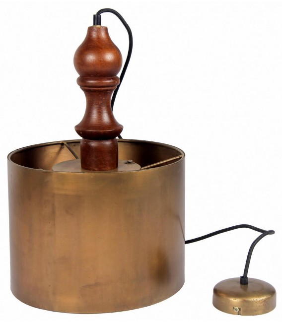 Lámpara de techo clásica de madera de mango y metal en oro viejo Mdmhogar