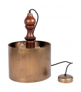 Lámpara de techo clásica en madera de mango y metal oro viejo. Mdmhogar