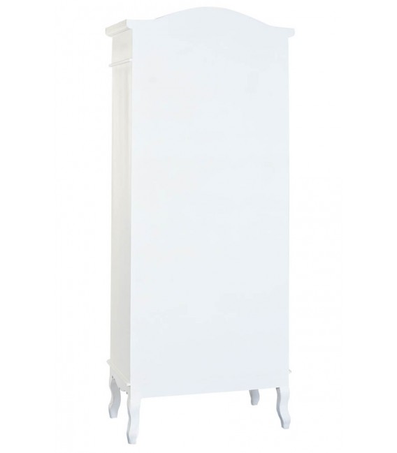 Vitrina romántica blanca y beige con 2 puertas acristaladas y cajones