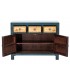 Aparador oriental azul con cajones y puertas decorados a mano.2