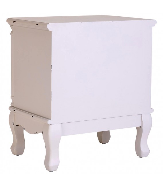 Mesita romántica blanca con 2 cajones tiradores de porcelana decorada2