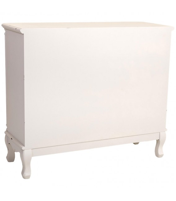 Cómoda romántica blanca con 3 cajones tiradores de porcelana decorada2