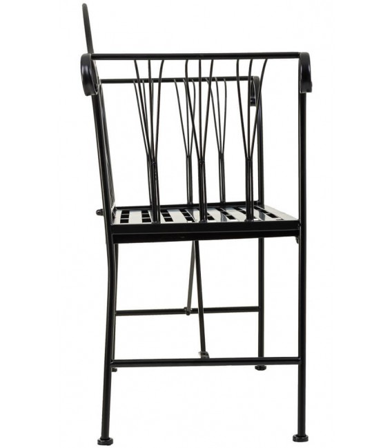 Banco de hierro negro para exterior, estilo vintage con respaldo curvo1
