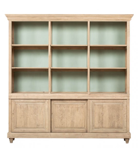 Estantería rústica grande con 3 puertas correderas y trasera verde Mdmhogar1