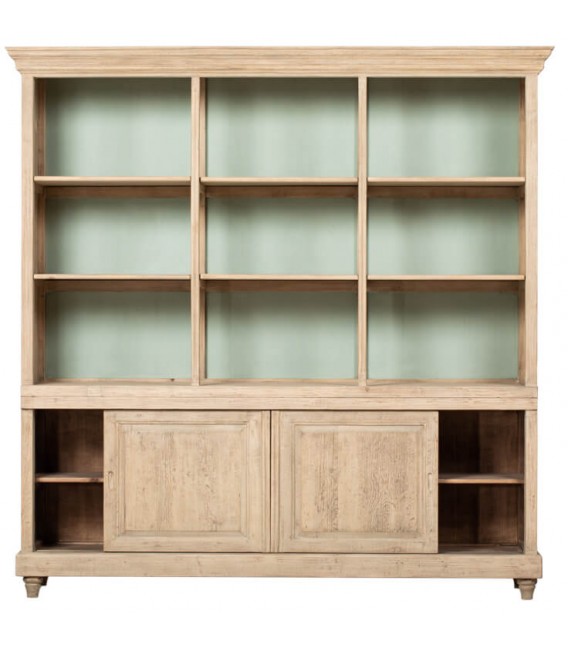 Estantería rústica grande con 3 puertas correderas y trasera verde Mdmhogar2