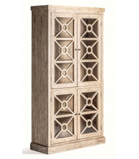 Vitrina alta colonial de madera natural con diseño artesanal Mdmhogar
