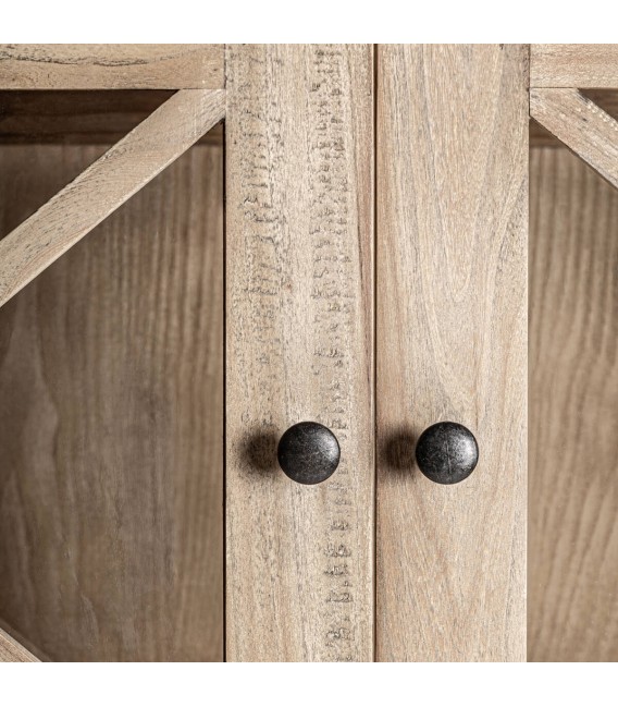 Vitrina alta colonial de madera natural con diseño artesanal Mdmhogar5