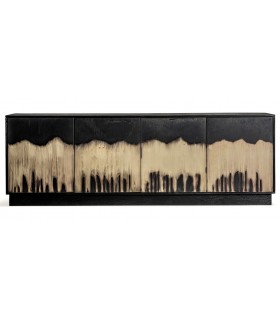 Aparador moderno de madera negra con acabado degradado artesanal