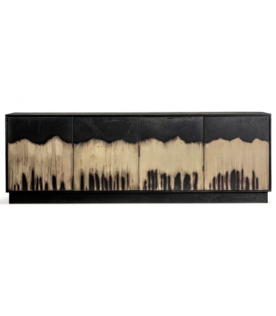 Aparador moderno de madera negra con acabado degradado artesanal