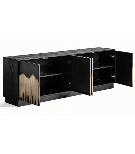 Aparador moderno de madera negra con acabado degradado artesanal1