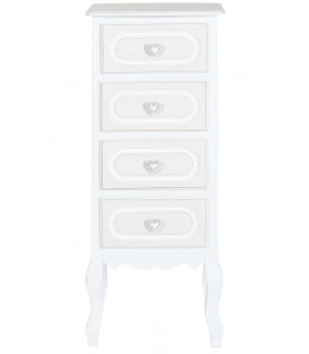 Sinfonier blanco y beige con 4 cajones y tiradores en forma de corazón