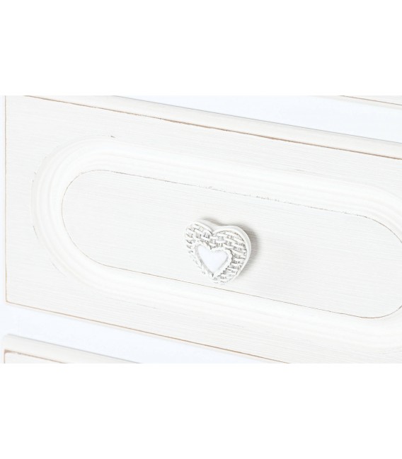 Sinfonier blanco y beige con 4 cajones y tiradores en forma de corazón4