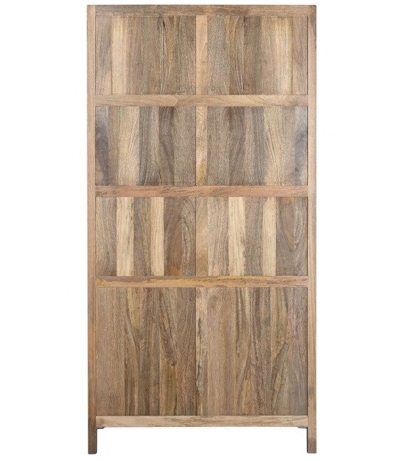 Estantería boho de mango con baldas y cajones en blanco desgastado1