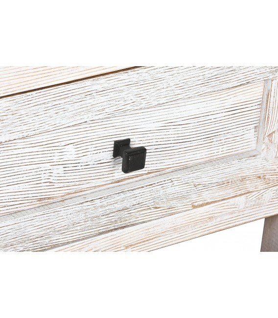 Estantería boho de mango con baldas y cajones en blanco desgastado5