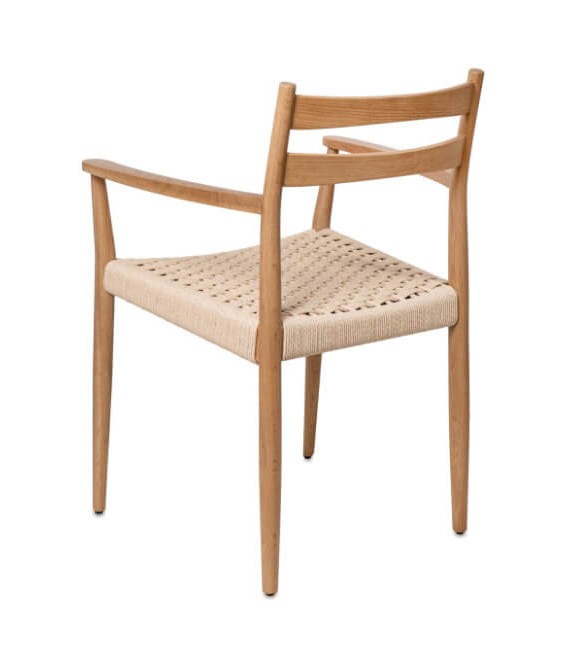 Sillón comedor ibicenco en madera natural con asiento trenzado a mano2