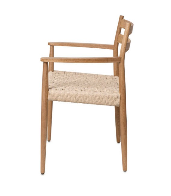 Sillón comedor ibicenco en madera natural con asiento trenzado a mano1