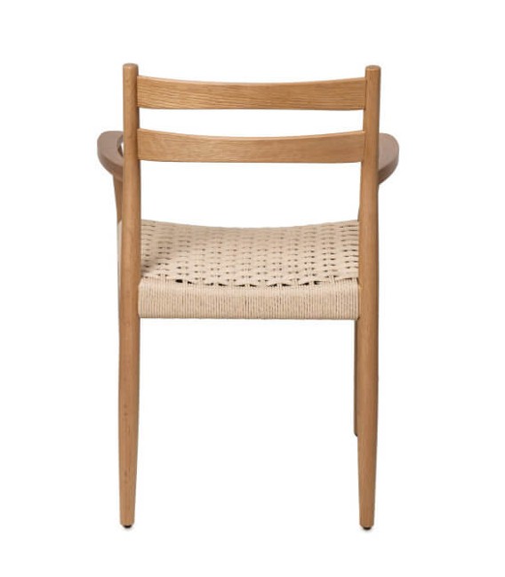 Sillón comedor ibicenco en madera natural con asiento trenzado a mano3