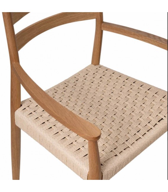 Sillón comedor ibicenco en madera natural con asiento trenzado a mano4
