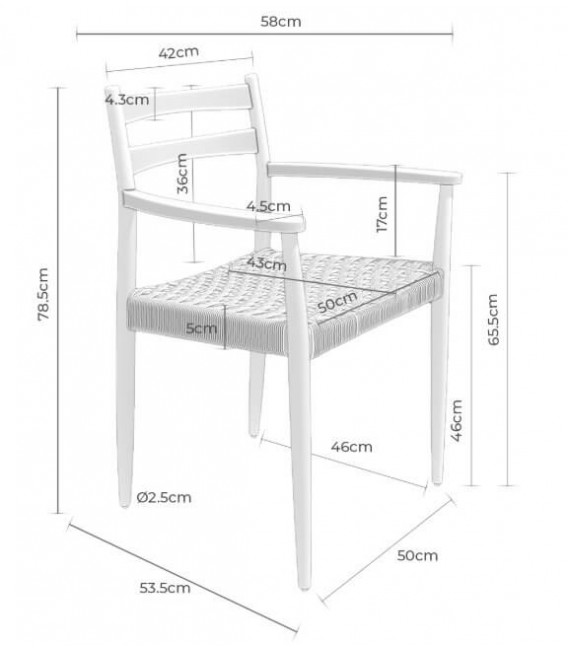 Sillón comedor ibicenco en madera natural con asiento trenzado a mano6