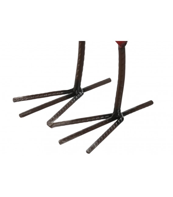 Figura de gallo en metal con acabado vintage en rojo, blanco y negro1