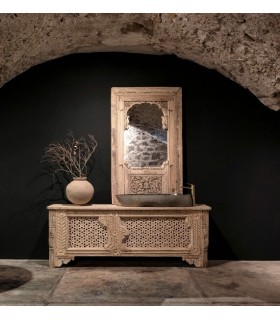 Espejo colonial de teca natural con marco artesanal de gran presencia Mdmhogar